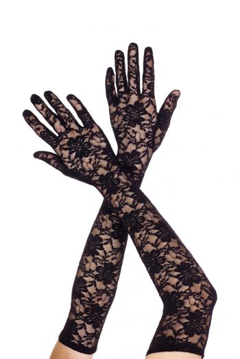 Black long lace gloves