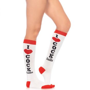 Leg Avenue Cocktails White and Red Acrylic Knee Socks