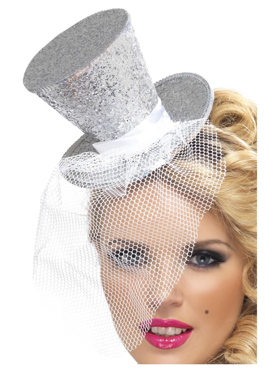 Fever Mini Top Hat Headband – Silver Glitter