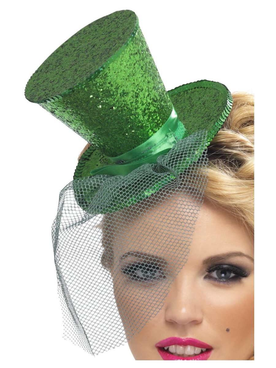 Fever Mini Top Hat Headband – Green Glitter