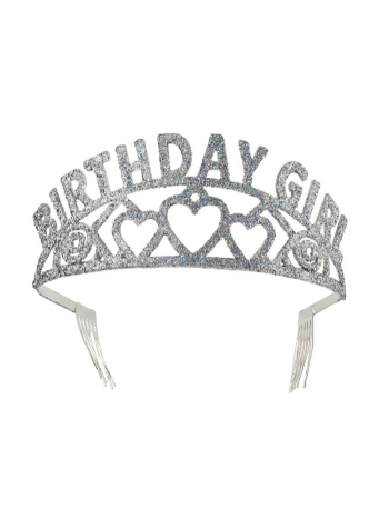 Birthday Girl Glitter Tiara – Silver
