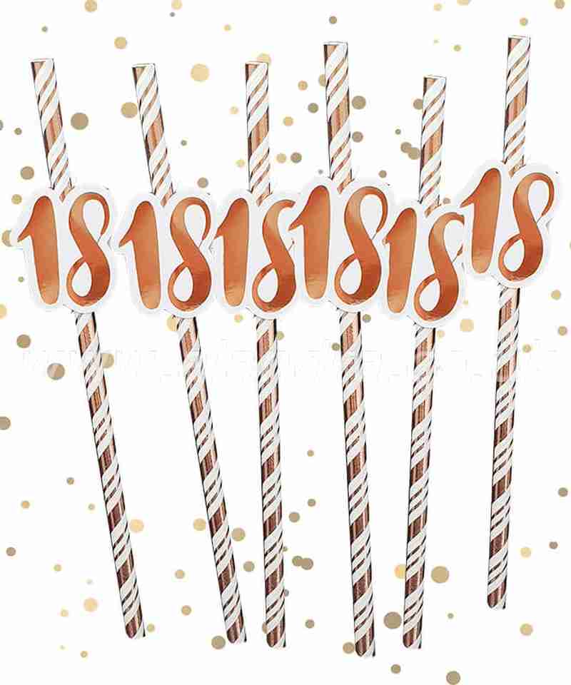 18th Birthday Straws – Rose Gold