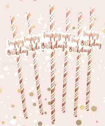 Happy Birthday Straws – Rose Gold