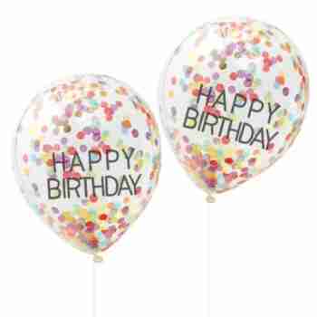 Happy Birthday Rainbow Confetti Balloons