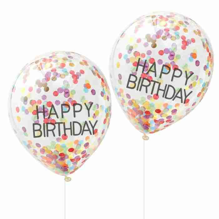 Happy Birthday Rainbow Confetti Balloons