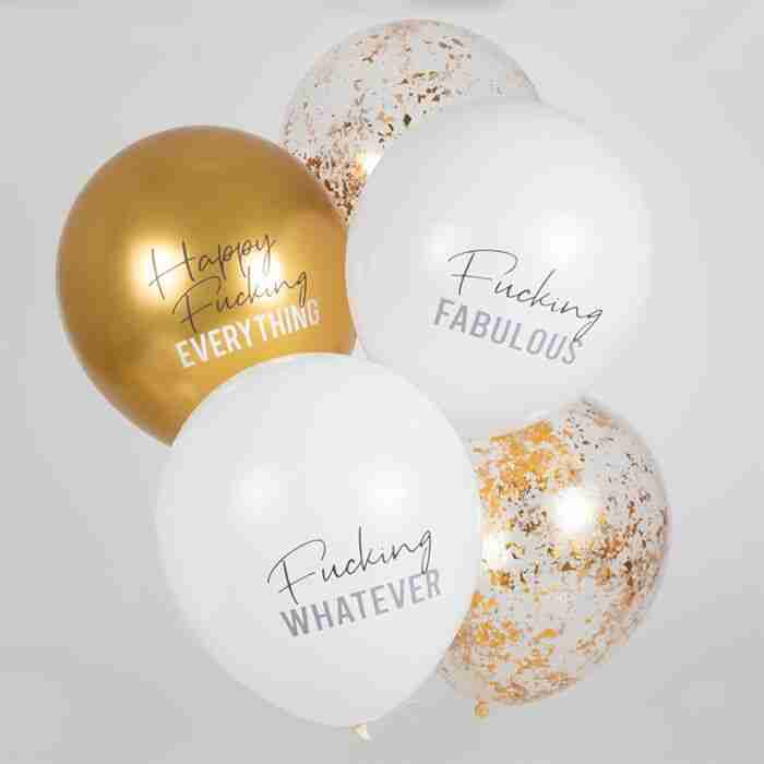 ‘Happy Fucking Everything’ Gold Balloons
