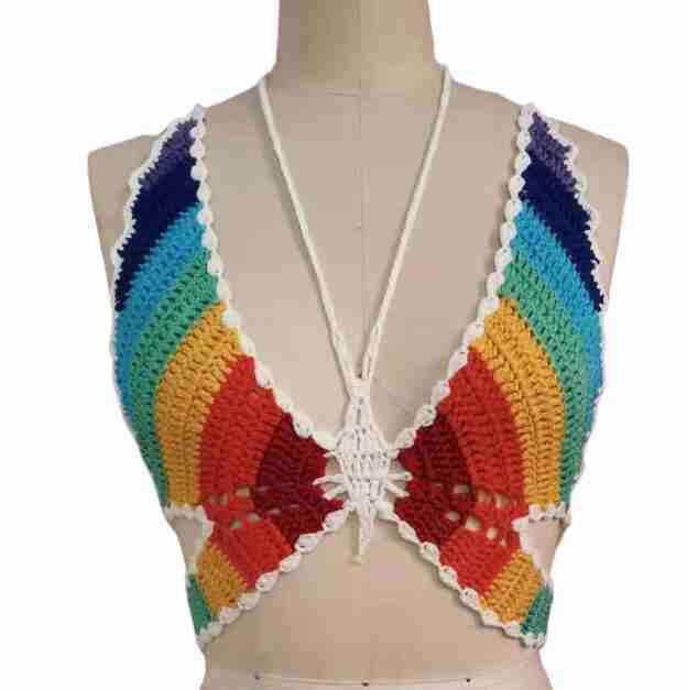 Rainbow Butterfly Crochet Top