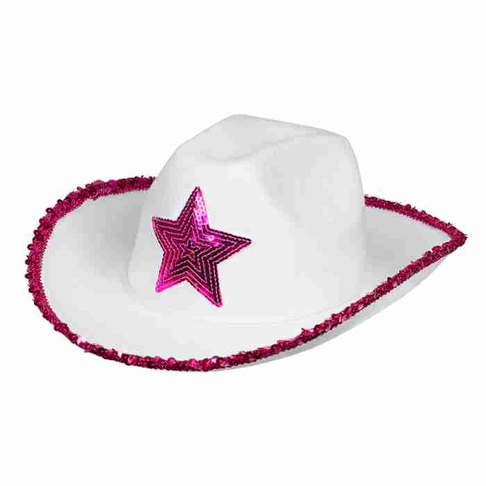 Pink Star White Rodeo Hat