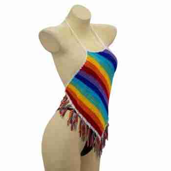 rainbow crochet halter top side