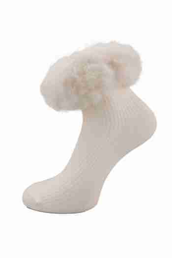 faux fur socks white
