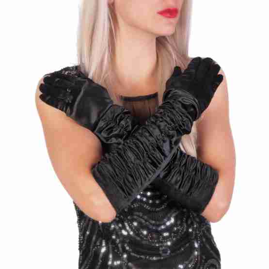 Black Nylon Woven Gloves