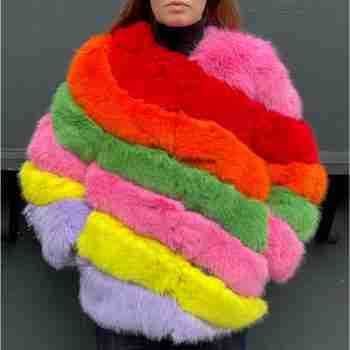 Jayley Collection – faux fur rainbow coat coat