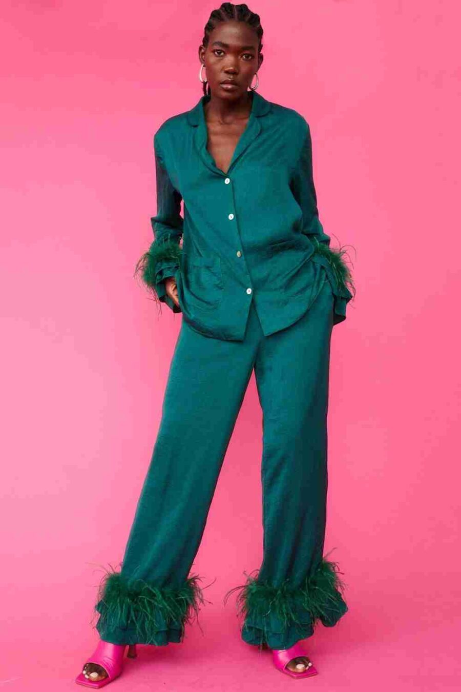 Jayley Collection silk blend Pyjamas – Christmas Green